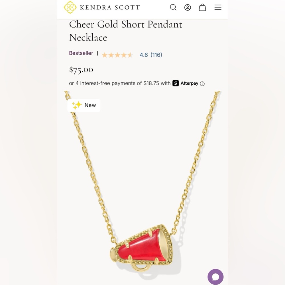 Kendra Scott Cheer Gold Short Pendant Necklace - Red Illusion